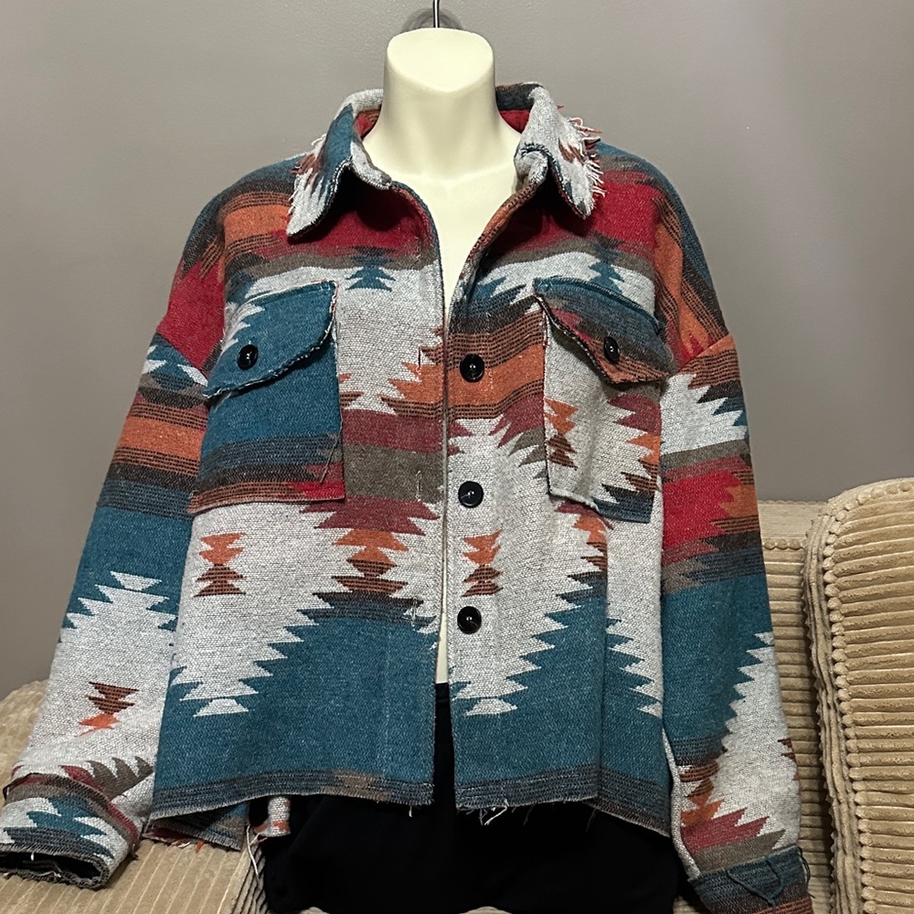 LA MIEL Vibrant Aztec Western Multicolor Jacket size Large
